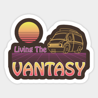 Vanlife Retro Living the Vantasy Yellow Camper Van sunset Sticker